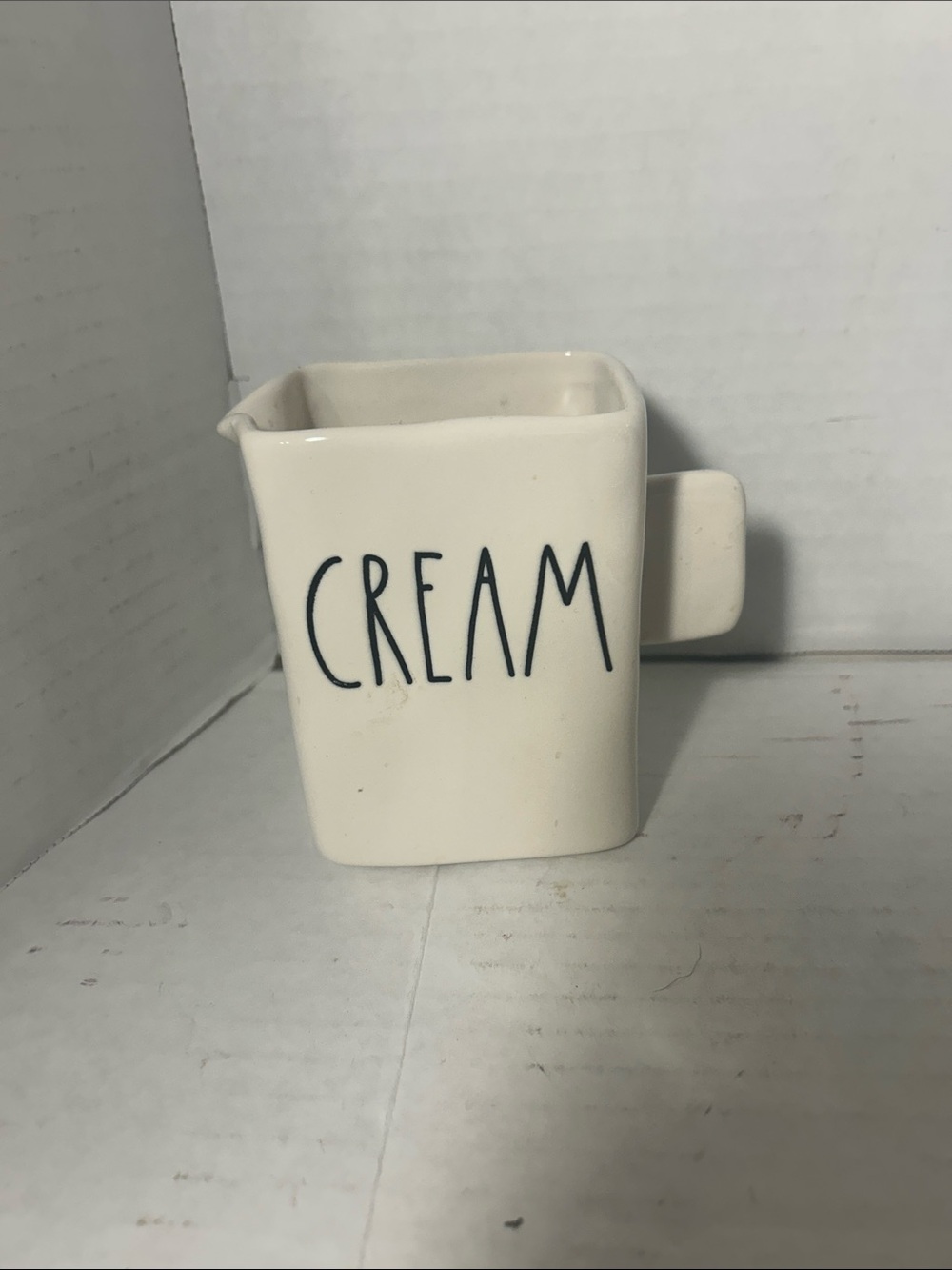 Rae Dunn White Ceramic Pitcher with Black 'CREAM' Lettering